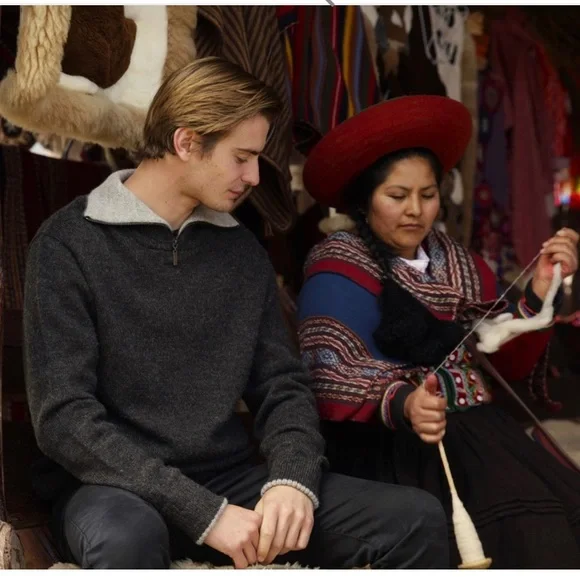 Peruvian Link 100% Alpaca men’s 1/4 zip cozy, soft, comfy pullover Size L - Picture 10 of 17